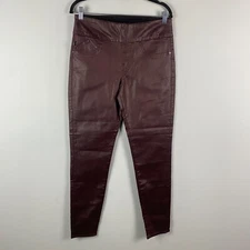 Rock & Republic Denim Rx Fever Pull On Faux Leather Pants Size 12 Burgundy