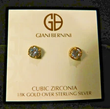 Giani Bernini Cubic Zirconia 18k Gold over Sterling Silver Earrings New on Card