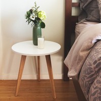 Three Legged Bamboo End Table From Stndrd. Modern Round Coffee Table Real B... on sale Three Legged Bamboo End Table From Stndrd. Modern Round Coffee Table Real B... on sale