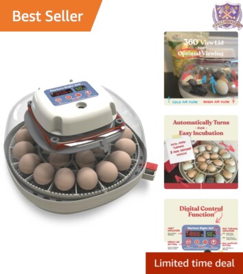 Automatic Egg Turner Incubator - 12-22 Eggs with Humidity Control & 360° View