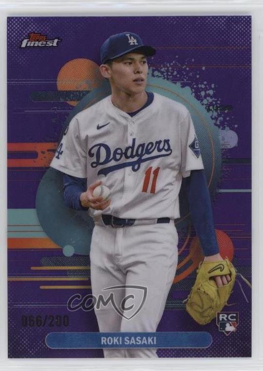 2025 Topps Finest Uncommon Purple Refractor 66/200 Roki Sasaki #116 1f6g