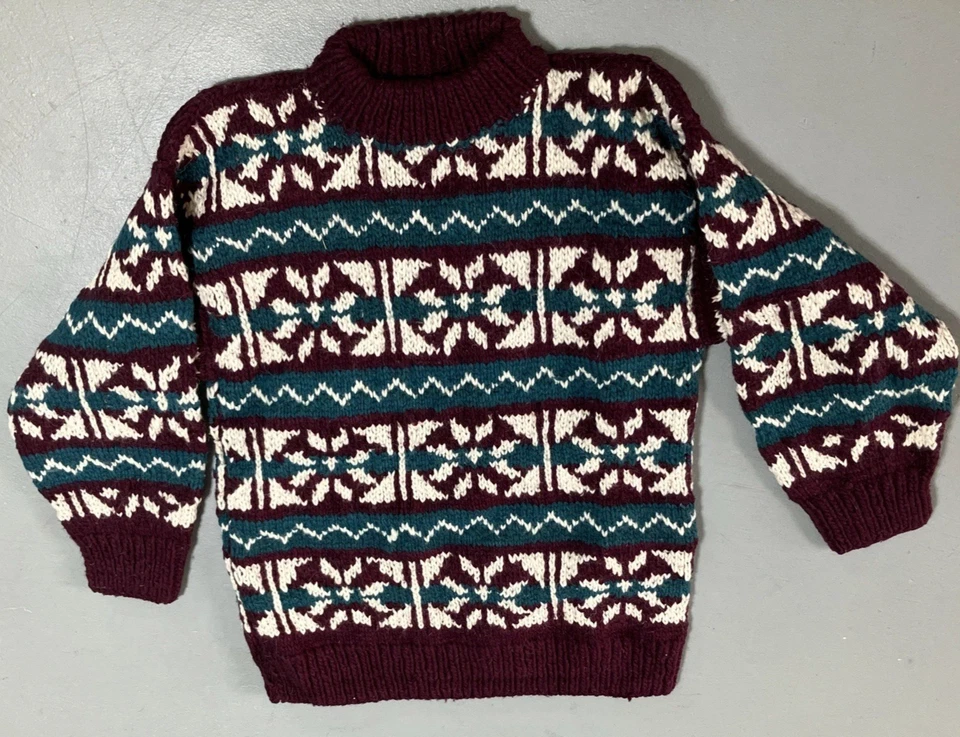 Runa Maki Womens L Handmade Wool Pullover Sweater Warm Heavy Winter SKI Vintage - Image 2 of 4
