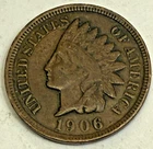 ~Vintage American Bronze~ 1906 Indian Head Cent 1c Coin