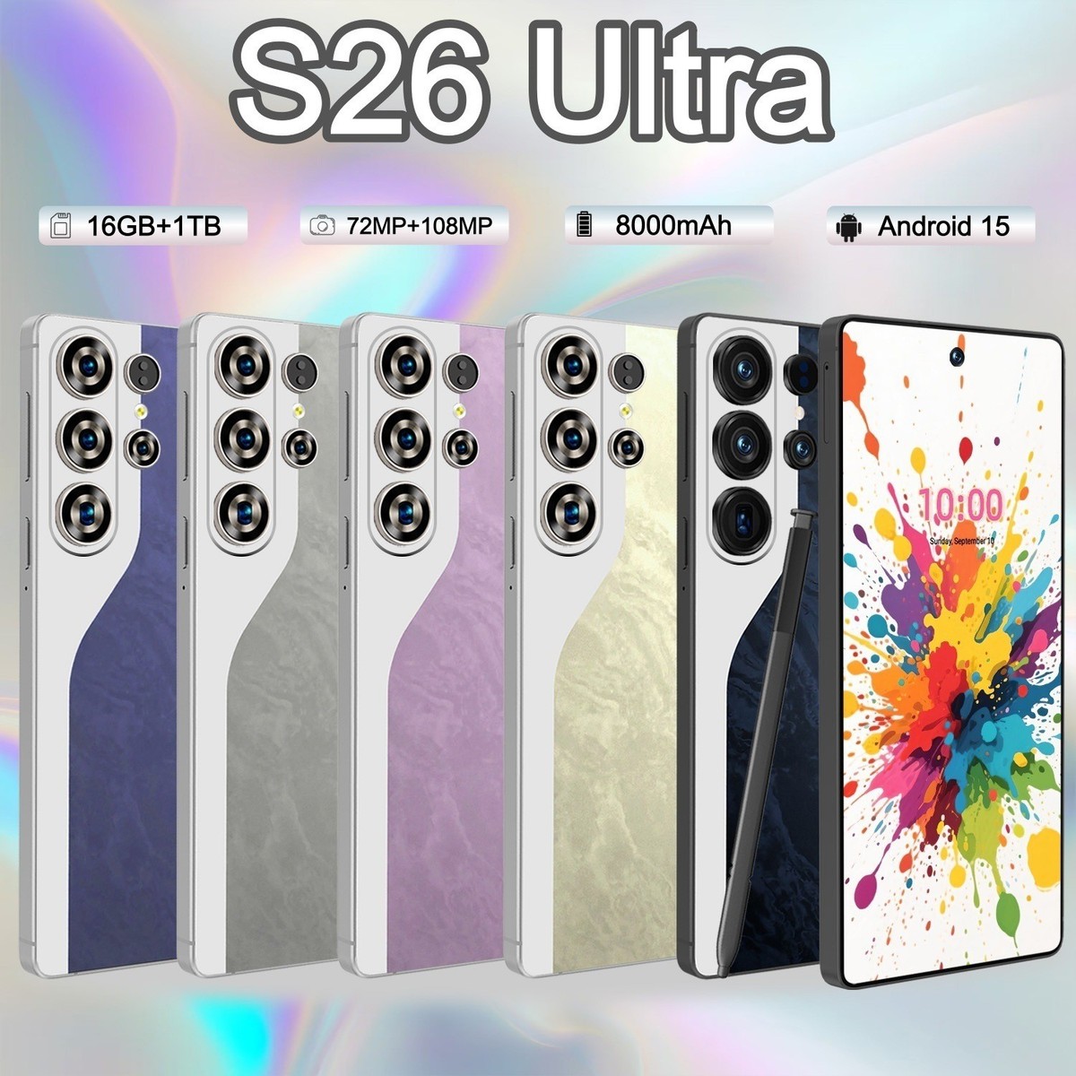 S26 Ultra Android Smartphone Unlocked 6.8'' 16+1TB 8000mAh 72+