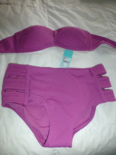 Seafolly Quilted Bustier Berry Bikini top (10), with matching Brief Size 12