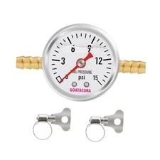 0-15psi Glycerin Filled Fuel Pressure 0-15psi/T-Fitting Adapter Back Mount