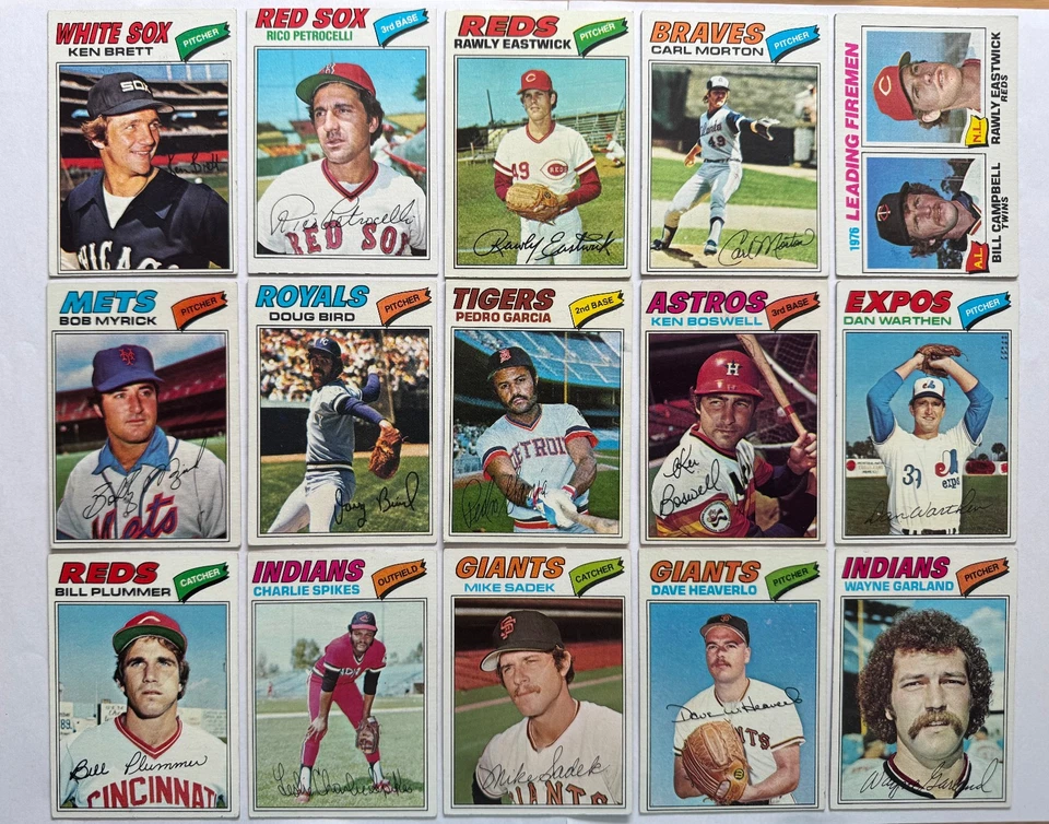 Lote de 50 tarjetas de béisbol 1977 Topps (en muy buen estado-VGEX-EX con HOFer, estrellas menores, novatos, más) Foto 3 de 4