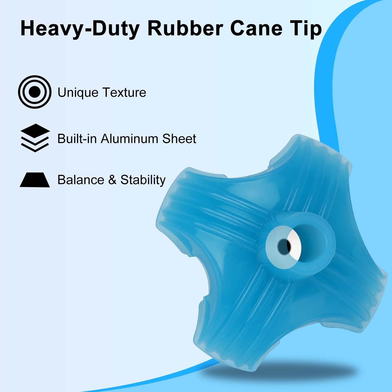 3/4-inch Glow-in-the-Dark Cane Tip Self-Standing Quad Base for Walking