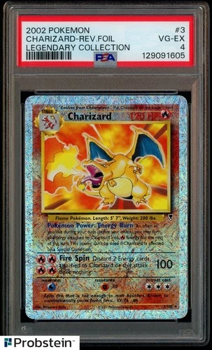2002 Pokemon Legendary Collection #3 Charizard Reverse Foil PSA 4 VG-EX