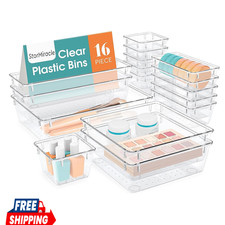 16 PCS Drawer Organizer Set, 5 Size Bathroom and kitchen organizer Trays
