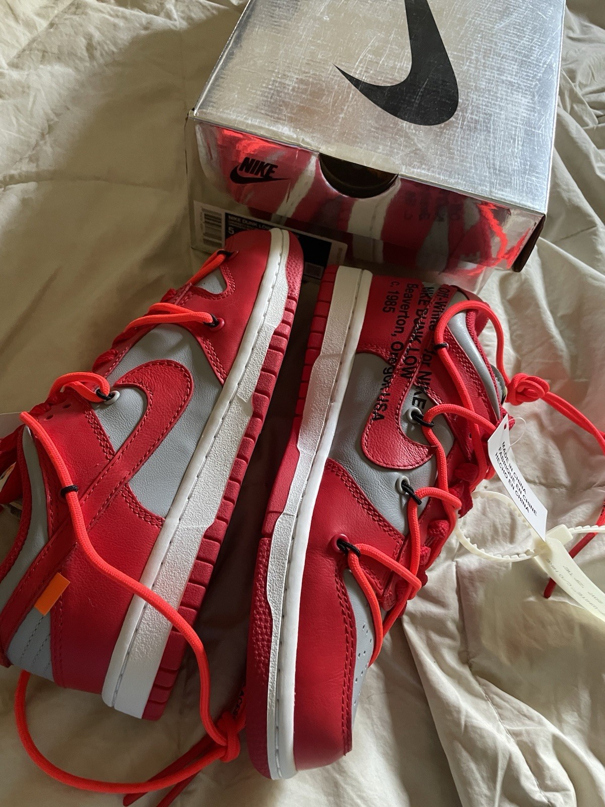 OFF WHITE X NIKE RARA TAGLIA 5M US Nike Dunk Low x OFF WHITE University Red 2019 UNLV