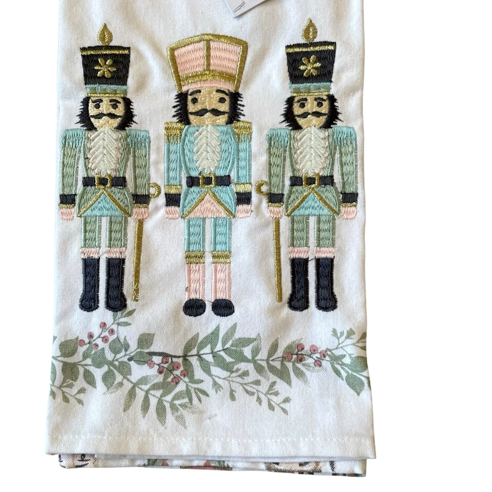 Christmas Pastel Nutcracker Kitchen Towels 20 x 28 Set of 2 Embroidered New - Image 3 of 4
