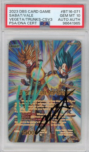 PSA 10 Signed Vale Sabat SSB Vegeta & SS Trunks Father Son Onslaught BT16-071 UC