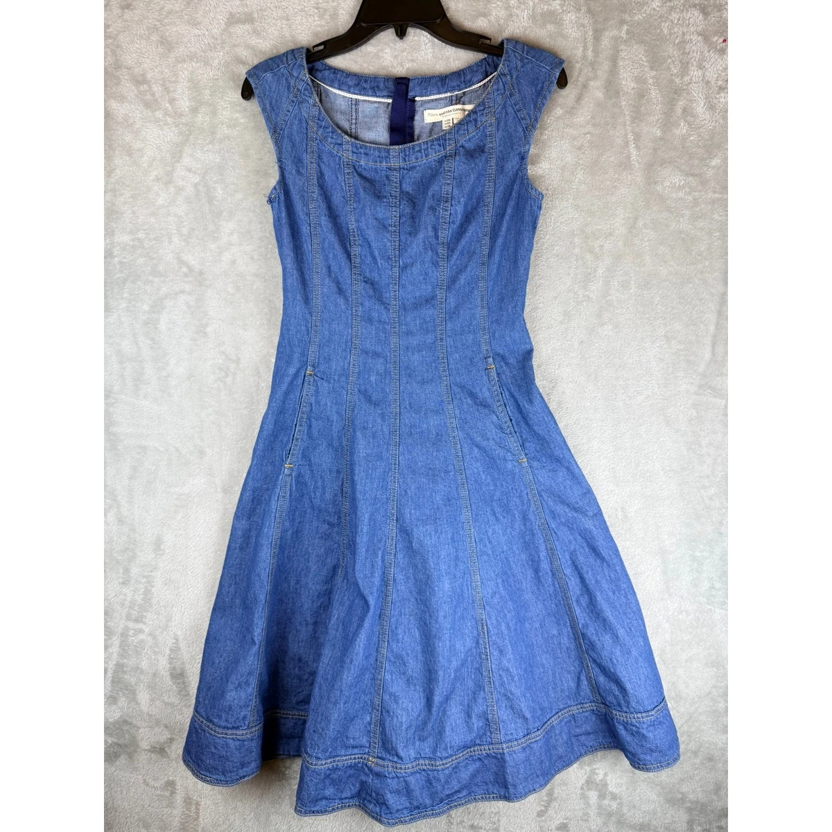 white christmas dresses Vintage 1980s Jessie Jeanswear Denim Maxi Dress with Lace Applique main image 1