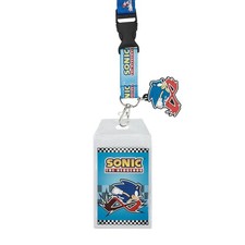 Sonic the Hedgehog Lanyard ID Badge Holder Breakaway Strap Rubber Charm NEW 
