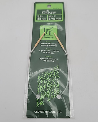 Clover Takumi Bamboo Circular Knitting Needles 9in Size 2 2.75mm NIB