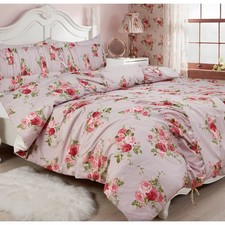 Full/Queen Ruched Comforter Set Pink Floral