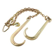 5/16" X 2' FT G70 Grab J-Hooks V Type Tow Chain Flatbed Truck Wrecker Carrier