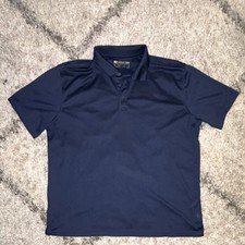 Ariat AriatTEK Men's Navy Polo Shirt Size M Short Sleeve Button Logo Accent