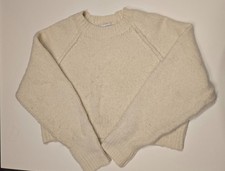 Zara Womens Short Crop Jumper Long Sleeve Cream Wool Mix Size M 10-14