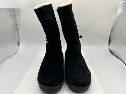White Mountain Winter Snow Boot Women's Sz 9 Black Sheepskin Suede Mid Calf - Picture 5 of 6