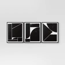 Threshold Minimalist Canvas Set of 3 16"x20" Wall Modern Geometric Wall Art