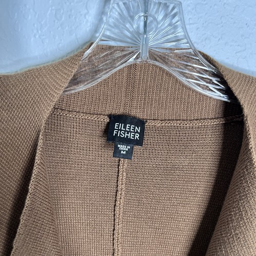 Eileen Fisher Cardigan Sweater Womens Medium Brown Knit Draped Mid Length C2 - Picture 2 of 7