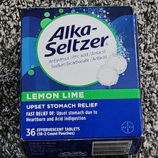 Alka-Seltzer Upset Stomach Relief Lemon Lime 36 Tablets Exp. 7/2027