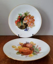 2 Vintage Plates Marks & Rosenfeld M&R 9.25" Plates Fruit Motif