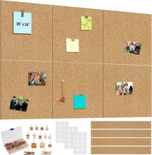 6 Pack Cork Boards 36" x 24" Thick Bulletin Board Tiles with 4 Frameless Cork...