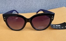 Authentic Gucci GG3864 Black Cat Eye Sunglasses   Black/Blue/Red - 51-17-140