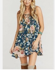 Show Me Your Mumu Rancho Mirage Floral Mini Dress Sz S Lace up