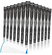  Premium Rubber Golf Grips 13 Pack Standard White/Black(13 Grips with 15 Tapes)