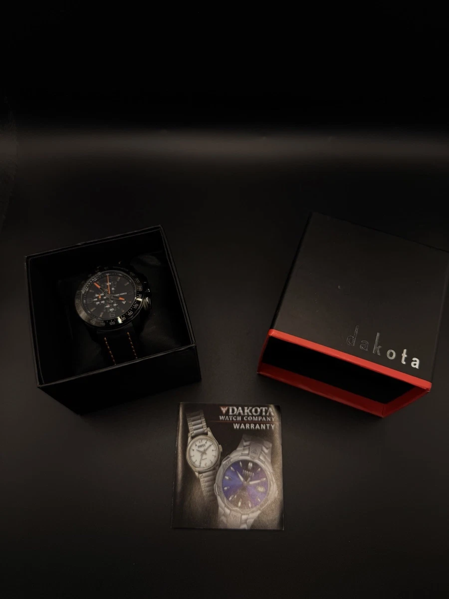 Time Force TF3272M Men's Quartz Chronograph Tachymeter Black Dial Leather Box