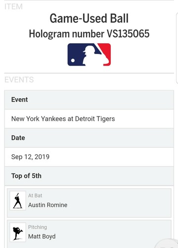 Austin Romine Game Used New York Yankees Rawlings Official MLB Baseball MLB Auth - Picture 8 of 9