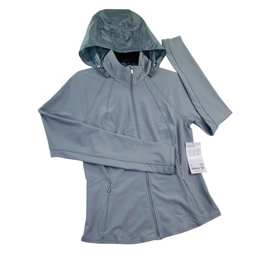 NWT Athleta Interval Jacket Women Sz M Gray Full Zip Hooded Performance Pockets - Picture 8 of 18
