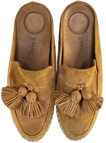 Gentle Souls by Kenneth Cole Suede Leather Rory Espadrille Loafer Cognac - Picture 5 of 10