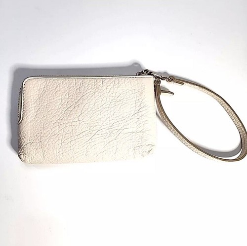 Coach Double Corner Zip Wristlet Pebbled Leather F52556 - Chalk/Light Gold - Picture 9 of 9