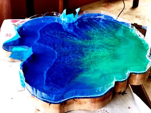 CRYSTAL CLEAR EPOXY RESIN 4 COMMERCIAL BAR TOP RIVER TABLE THICK COATING CASTING - Picture 5 of 12