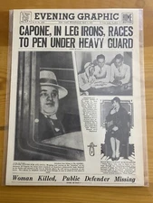 VINTAGE NEWSPAPER HEADLINE ~CHICAGO MOB GANGSTER MOBSTER AL CAPONE PRISON 1932