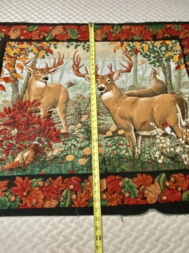 Vintage Large Fabric Panel Deer Buck Woods 44" X 35" Graphic Scenic - Picture 6 of 15