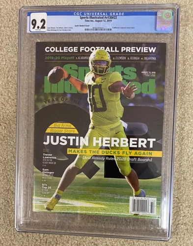 Justin Herbert Oregon Ducks First RC Sports Illustrated August 12, 2019 CGC 9.2
