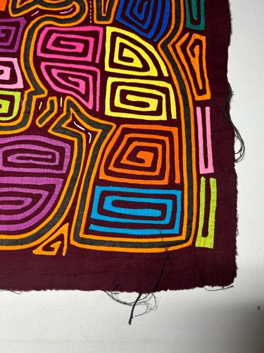 Vintage Panama KUNA MOLA bunt Doppel VOGEL Volkskunst handgenäht Textil - Bild 8 von 16