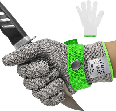 Level 9 Cut Resistant Wire Mesh Gloves for Meat Cutting Oyster Shucking Large