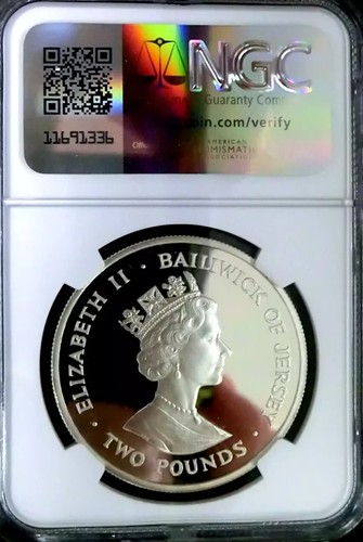 NGC PF68 Jersey 1990 Battle Of Britain WWII 50th Anniv. Silver £2 Super Proof - Picture 2 of 2