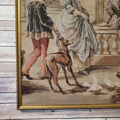 Antique French Tapestry Gold Framed Wall Art 29x39
