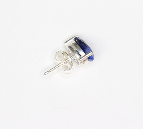 Sapphire Blue .925 Sterling Silver Natural 6x9 mm Pear Gemstone Stud Earrings - Picture 4 of 4