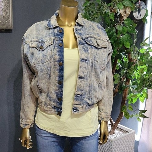 Retro Denim Bomber Jacket Size 