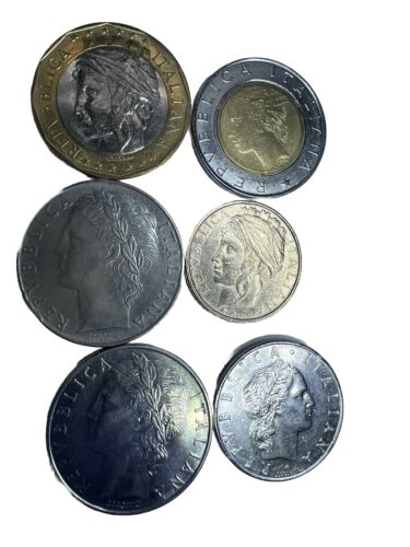 ITALY LIRES 6 COINS $1.000-$500-$100-$50 From 1957 To 1998 MS Collectibles - Picture 4 of 4