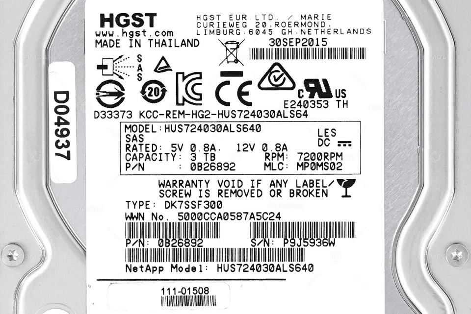 111-01508 NETAPP HDD 3TB 7.2K SAS 6G 3.5" LFF HOT-SWAP - Image 4 of 4